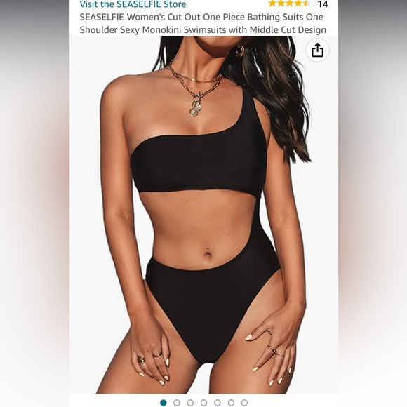 Seaselfie Black One Piece Cut Out Bathing Suit - Picture 1 of 4